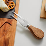 Clevinger 4 Piece Acacia Wood & Slate Cheese Board With Knife Set - Top-Down View