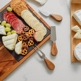 Clevinger 4 Piece Acacia Wood & Slate Cheese Board With Knife Set - 45-Degree Angle