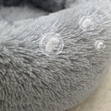 Plush Donut Faux Fur Calming Pet Nest - Grey - M - Side View