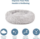 Plush Donut Faux Fur Calming Pet Nest - Grey - M - 45-Degree Angle