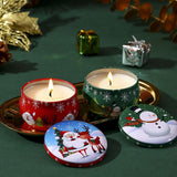 4 Pcs of Scented Candle Tinplate Jar Wax Plant Candle Christmas Gift - Side View