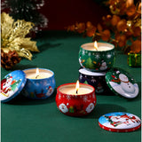 4 Pcs of Scented Candle Tinplate Jar Wax Plant Candle Christmas Gift - 45-Degree Angle