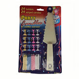 4 Sets of Party candles with Cake server sets - Top-Down View