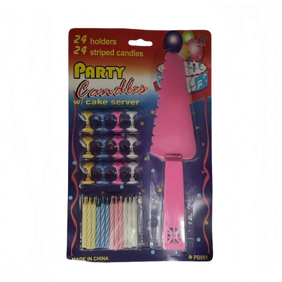4 Sets of Party candles with Cake server sets