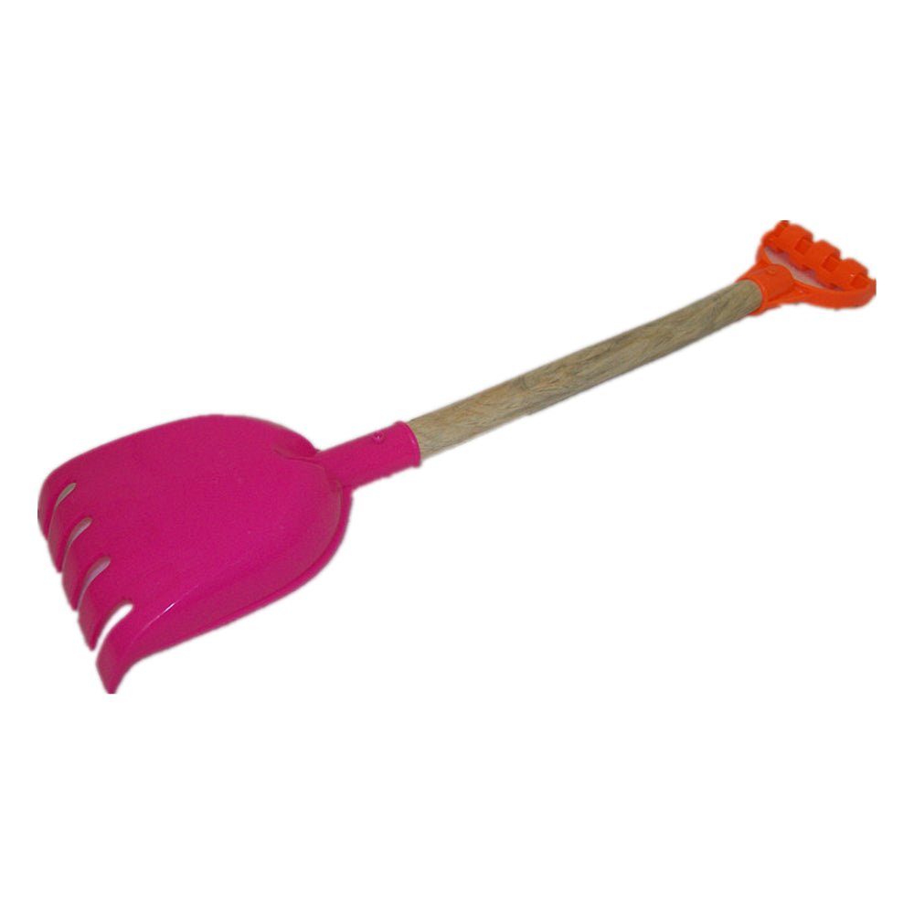 2x Wooden handle toy rake