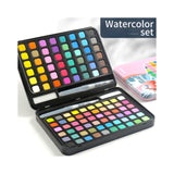 Water paint colour set with brush metal case Portable 60 PCs Concentrated block - Blue