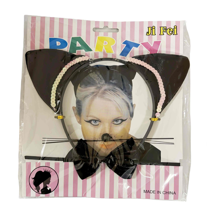 Party Cat dress up set 3 pieces ears, whiskers and bowtie