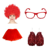 School house carnival colour celebrates kit Wig Glasses Tutus and Pom Poms - Blue - Rear View