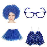 School house carnival colour celebrates kit Wig Glasses Tutus and Pom Poms - Blue - Close-Up Angle