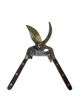 Curved Pruning Shears | Wood & Metal Handle - Front View