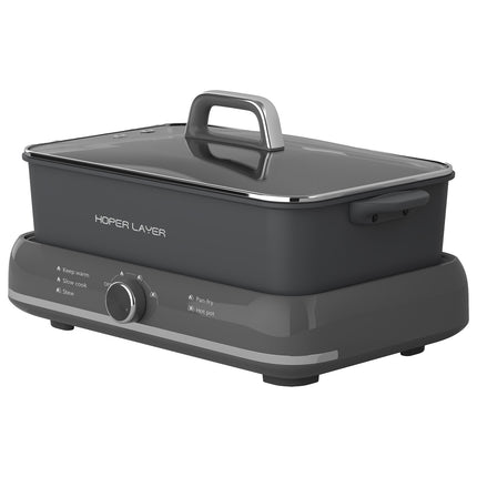 HOPER LAYER Electric Hot Pot 6L ??Multifunctional Nonstick Cooker with Grill, Boil, Simmer & Fry Modes 2000W Power, Square Removable Pot