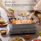 HOPER LAYER Electric Hot Pot 6L – Multifunctional Nonstick Cooker with Grill, Boil, Simmer & Fry Modes 2000W Power, Square Removable Pot - 45-Degree Angle