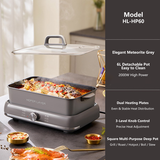 HOPER LAYER Electric Hot Pot 6L – Multifunctional Nonstick Cooker with Grill, Boil, Simmer & Fry Modes 2000W Power, Square Removable Pot - Low Angle