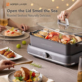 HOPER LAYER Electric Hot Pot 6L ??Multifunctional Nonstick Cooker with Grill, Boil, Simmer & Fry Modes 2000W Power, Square Removable Pot