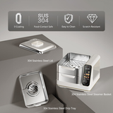 Hoper Layer Electric Food Steamer 16L Large Capacity 10 Second Start 24H Timer Independent Water Tank - Close-Up Angle