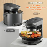 Hoper Layer Multi-functional 2 in 1 air fryer & smokeless BBQ grill  KZ-50 - Front View