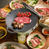 BUYDEEM Grill Pan Nonstick 36cm Round BBQ Griddle Indoor or Outdoor Cooking - Front View
