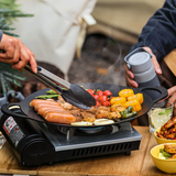 BUYDEEM Grill Pan Nonstick 36cm Round BBQ Griddle Indoor or Outdoor Cooking - 45-Degree Angle