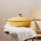 BUYDEEM CP581 Enameled Cast Iron Dutch Oven Yellow - Front View