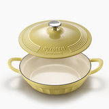 BUYDEEM CP581 Enameled Cast Iron Dutch Oven Yellow - Side View