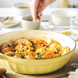 BUYDEEM CP581 Enameled Cast Iron Dutch Oven Yellow - Low Angle