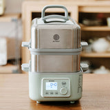 BUYDEEM Double Tier 10L Electric One Touch Digital Multifunctional Food Steamer - Top-Down View