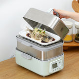BUYDEEM Double Tier 10L Electric One Touch Digital Multifunctional Food Steamer - 45-Degree Angle