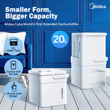 Midea Smart Cube Dehumidifier 20L/Day 12L Water Tank Compact Storage Full Water Warning - Front View