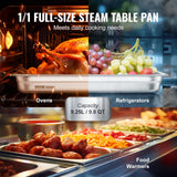 VEVOR 6 Pack Hotel Pans, Full Size Anti-Jam Steam Pan, 0.8mm Thick Stainless Steel Restaurant Steam Table Pan, 2.5-Inch Deep Commercial Table Pan, - Side View