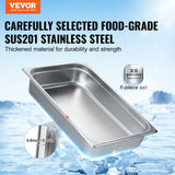 VEVOR 6 Pack Hotel Pans, Full Size Anti-Jam Steam Pan, 0.8mm Thick Stainless Steel Restaurant Steam Table Pan, 4-Inch Deep Commercial Table Pan,