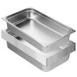 VEVOR 6 Pack Hotel Pans, Full Size Anti-Jam Steam Pan, 0.8mm Thick Stainless Steel Restaurant Steam Table Pan, 4-Inch Deep Commercial Table Pan,