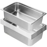 VEVOR 6 Pack Hotel Pans, Full Size Anti-Jam Steam Pan, 0.8mm Thick Stainless Steel Restaurant Steam Table Pan, 6-Inch Deep Commercial Table Pan,