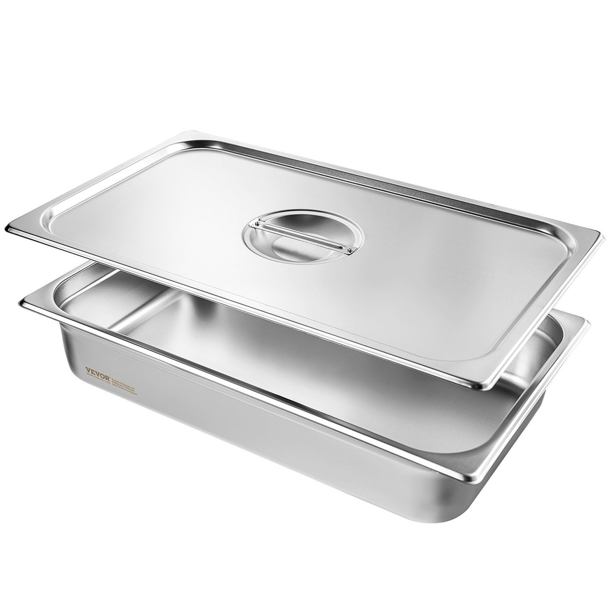 VEVOR 4 Pack Hotel Pans, Full Size Anti-Jam Steam Pan with Lid, 0.8mm Thick Stainless Steel Steam Table Pan, 4-Inch Deep Commercial Table Pan, Catering Storage Food Pan, for Industrial & Scientific