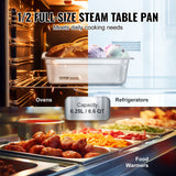VEVOR 8 Pack Hotel Pans, 1/2 Size Anti-Jam Steam Pan with Lid, 0.8mm Thick Stainless Steel Steam Table Pan, 4-Inch Deep Commercial Table Pan, Catering Storage Food Pan, for Industrial & Scientific - Front View