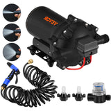 VEVOR RV Water Pump 5.3 GPM 5.5 Gallons Per Minute 12V Water Pump Automatic 70 PSI Diaphragm Pump with 25 Foot Coiled Hose Washdown Pumps for Boats