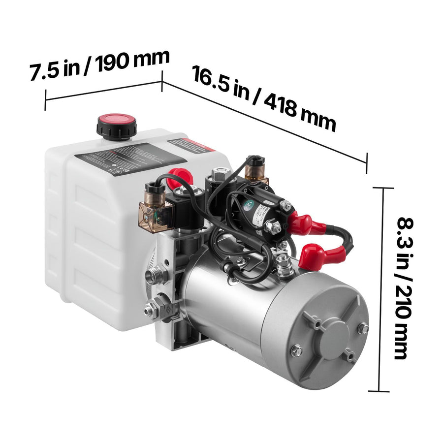 3 L Hydraulic Power Unit, Double Acting Dump Trailer Pump, 22 MPa Max Relief Pressure & 3.4 L/min Flow Rate, DC 12V Hydraulic Pump with Metal Reservoir for Dump Trailer Car Lifting