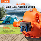 VEVOR Diaphragm Pump 3GPM 11.36 L/min 3-Chamber Water Pump Pressure Switch - Side View