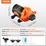 VEVOR Diaphragm Pump 3.5GPM 13.25L/min 3-Chamber Water Pump Pressure Switch - Close-Up Angle