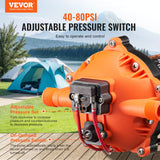 VEVOR Diaphragm Pump 5GPM 18.93 L/min 5-Chamber Water Pump Pressure Switch - Side View