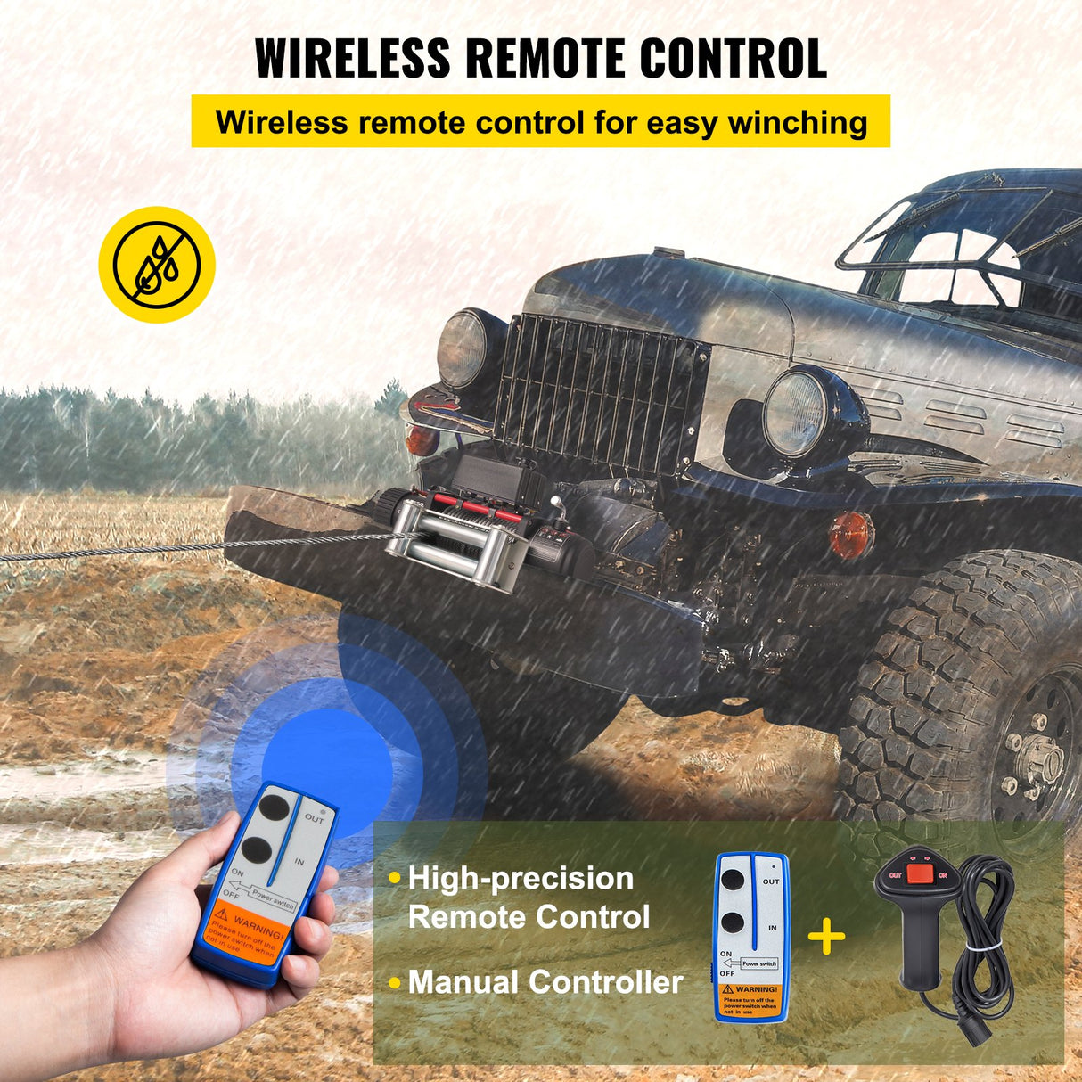 VEVOR Electric Winch Recovery 12v 13500Lb / 6125Kg,Electric Truck Winch with Handle and Wireless Remote Control,13500Lb /6125Kg Electric Truck Winch
