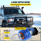 VEVOR Electric Winch 13500lb/6123kg, Steel Cable Recovery Winch 12V, Power Winch with Wireless Remote Control, Handlebar-Mounted Rocker and Powerful