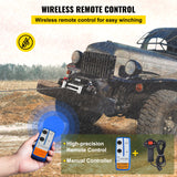 VEVOR Electric Winch 13500lb/6123kg, Steel Cable Recovery Winch 12V, Power Winch with Wireless Remote Control, Handlebar-Mounted Rocker and Powerful Motor for Boats, UTV, ATV Wrangler Accessories - 45-Degree Angle