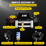 VEVOR Electric Winch 13500lb/6123kg, Steel Cable Recovery Winch 12V, Power Winch with Wireless Remote Control, Handlebar-Mounted Rocker and Powerful