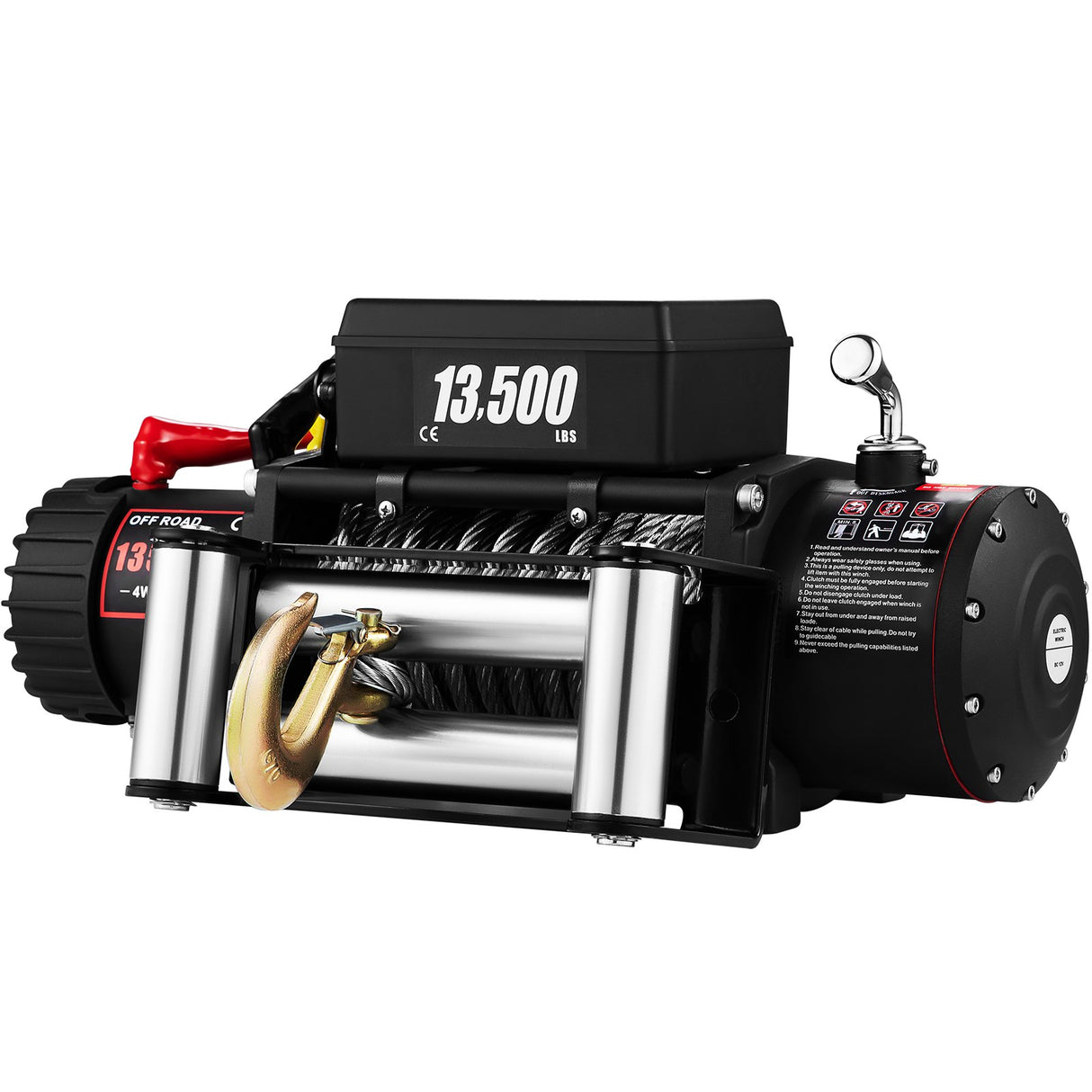 VEVOR Electric Winch 13500lb/6123kg, Steel Cable Recovery Winch 12V, Power Winch with Wireless Remote Control, Handlebar-Mounted Rocker and Powerful