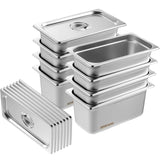 VEVOR 8 Pack Hotel Pans, 1/3 Size Anti-Jam Steam Pan with Lid, 0.8mm Thick Stainless Steel Steam Table Pan, 6-Inch Deep Commercial Table Pan, Catering - Extra Image