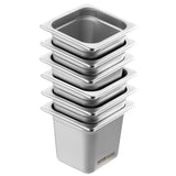 VEVOR 6 Pack Hotel Pans, 1/6  Size Anti-Jam Steam Pan, 0.8mm Thick Stainless Steel Restaurant Steam Table Pan, 6-Inch Deep Commercial Table Pan, Catering Storage Food Pan, for Industrial & Scientific - Extra Image