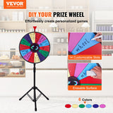 Vevor 18 Inch Tabletop Color Prize Wheel with Folding Tripod Floor Stand 14 Slots Dry Erase - Front View