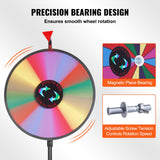 Vevor 18 Inch Tabletop Color Prize Wheel with Folding Tripod Floor Stand 14 Slots Dry Erase - Side View