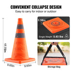 Safety Cones, 4 Pack 18 inch Collapsible Traffic Cones, Construction Cones with Reflective Collars, Wide Base and A Storage Bag, for Traffic Control, Driving Training, Parking Lots