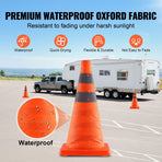Safety Cones, 4 Pack 18 inch Collapsible Traffic Cones, Construction Cones with Reflective Collars, Wide Base and A Storage Bag, for Traffic Control, Driving Training, Parking Lots